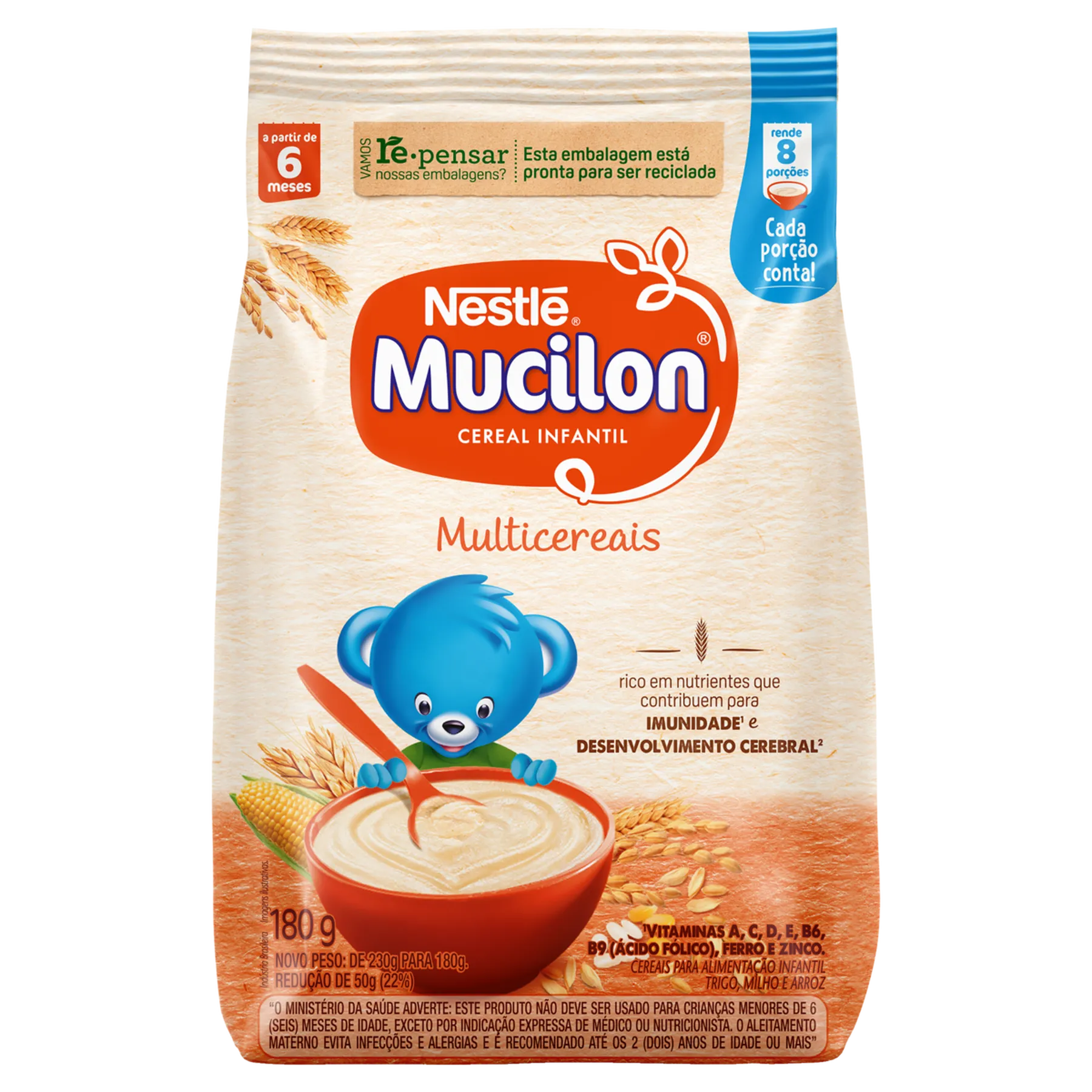 Cereal Infantil Nestlé Mucilon Multicereais Sachê 180g