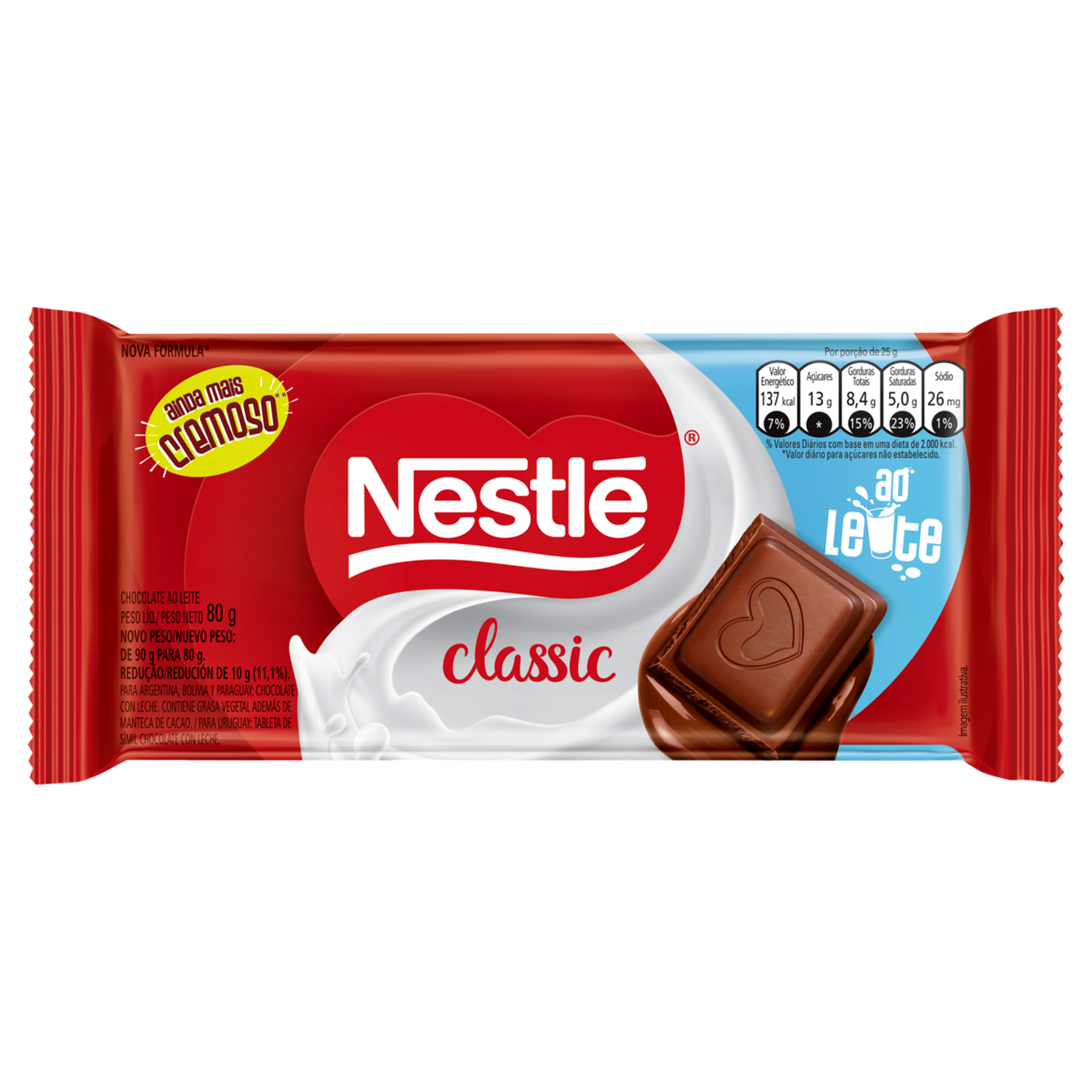 Chocolate Ao Leite Classic Nestlé Pacote 80g