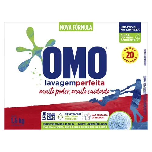 Lava Roupas Em Po Omo Lavagem Perfeita 1,6kg