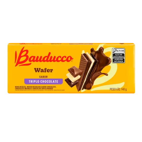 Biscoito Wafer Sabor Triplo Chocolate Bauducco 140g
