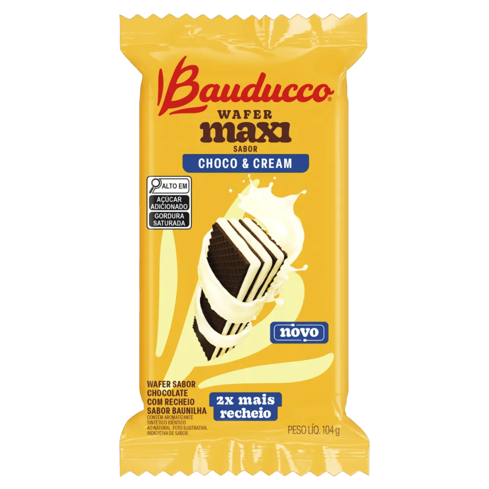 Biscoito Wafer Recheio Choco & Cream Maxi Bauducco 104g