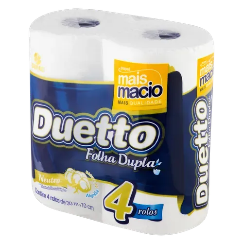 Papel Higiênico Folha Dupla 30m Duetto Com 4 Rolos