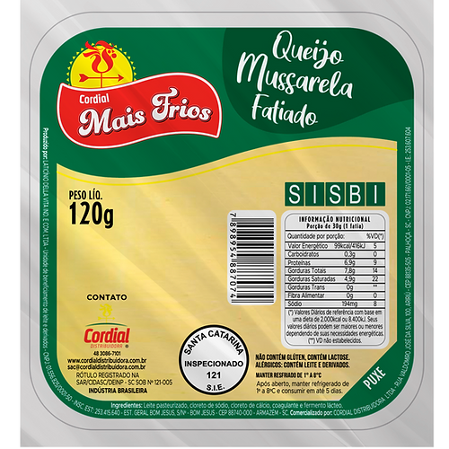 Queijo Mussarela Fatiado Mais Frios 120g